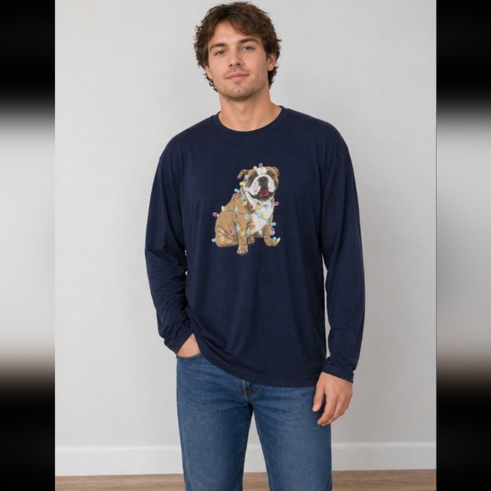 CLUB ROOM Christmas Lights Dog Long sleeve Shirt